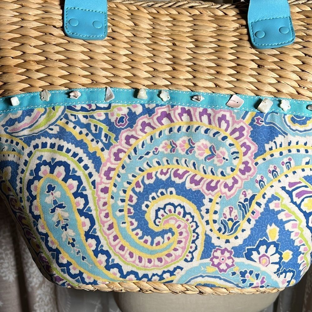 Vera Bradley Straw Beach Bag Tote in EUC - Picture 2 of 10